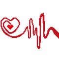 Heart cardiogram silhouette drawn by squares, pixels. Sign symbol of medicine. Vector illustration