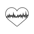 Heart with cardiogram. Sketch. Linear icon. Vector illustration