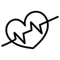 Heart and cardiogram, vector medical doodles coloring book