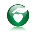 Heart care hand logo