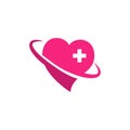 Heart care with hospital plus sign vector illustration. Heart vector icon symbol