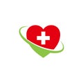 Heart care with hospital plus sign vector illustration. Heart vector icon symbol