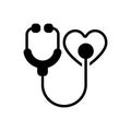 Black solid icon for Heart Care, catholicity and awareness Royalty Free Stock Photo