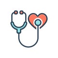 Color illustration icon for Heart Care, awareness and stethoscope Royalty Free Stock Photo