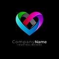 Heart care logo vector, 3d colorful design, medical logos Royalty Free Stock Photo