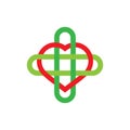 Heart care plus medical symbol logo vector