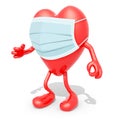 Heart cartool with arms, legs and surgery mask