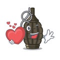 With heart cartoon grenade a in the bag