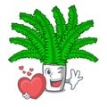 With heart cartoon natural green fern in the forest