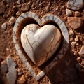 Heart carved from stone, hard and cold