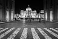 St. Peter`s Basilica in Vatican city at night