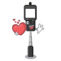 With heart cell phone holder on a character