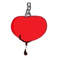 Heart on a chain. Bleeding heart. Vector sketch heart on a chain. Hand drawn heart. Royalty Free Stock Photo