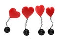 Heart chained with ball while Valentine`s Day on isolated background Royalty Free Stock Photo