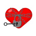 Heart in chains. Concept of unrequited love chained