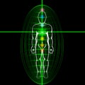 Heart chakra activation concept. Man with shining aura.