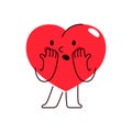 Heart character with amusement emotion. Vector.