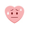 Heart character feeling worried. Vector illustration decorative design