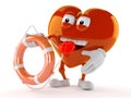Heart character holding life buoy