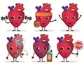 Heart Character Set, Healthcare concept, cardiac disease. Vector