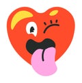 Heart character sticking out tongue, personage Royalty Free Stock Photo