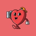 Heart character walking with a boombox vector illustration.