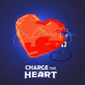 Heart charging for energy with home plug charge your heart concept - vector Royalty Free Stock Photo