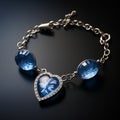 Cyanotype Diamond Bracelet Locket Piece With Heart Image Royalty Free Stock Photo