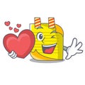 With heart checked note paper mascot Royalty Free Stock Photo