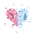 Heart with cherry blossom design Royalty Free Stock Photo