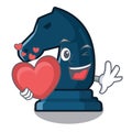 With heart chess knight isolated with the cartoon Royalty Free Stock Photo