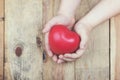 Heart in a child`s hands