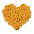 Heart Chocolate chip cookie set, Freshly baked Four cookies on white background. Bright colors. Vector