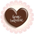 heart chocolate for valentines day on lace doilies paper