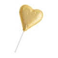 Heart chocolate Wrapped in gold paper isolated white background Royalty Free Stock Photo