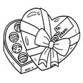 Heart Chocolates Box Isolated Coloring Page