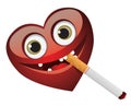 Heart and cigarette Royalty Free Stock Photo