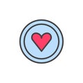 Heart in a circle plate filled outline icon