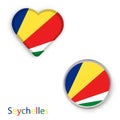 Heart and circle symbols with flag of Republic of Seychelles.