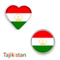 Heart and circle symbols with flag of Republic of Tajikistan.