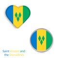 Heart and circle symbols with flag of Saint Vincent and the Grenadines.