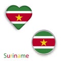 Heart and circle symbols with flag of Suriname.