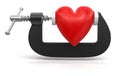 Heart in clamp (clipping path included)