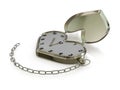 Heart-clock with chain. 3D