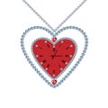 Heart-clock with diamonds and chain