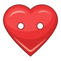 Heart cloth button icon, cartoon style