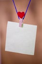 Heart clothes peg holding note