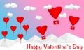 Heart, cloud and air balloon with polygon background.