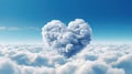 Heart cloud on blue sky background. Generative AI Royalty Free Stock Photo
