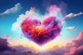 Heart clouds colorful. Generate Ai